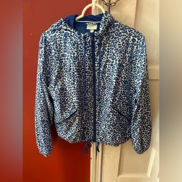 Adidas NEO Blue White Animal Print Wind Breaker Zipper Jacket - Picture 9 of 11